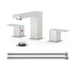 FORIOUS Brushed Nickel Bathroom Faucet Sink 3 Hole 2 Handle NEW spigot Nozzle